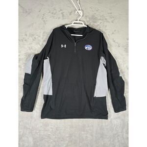 Under Armour Windbreaker Mens Medium‎ Pullover 1/4 Zip Hooded Black Softshell